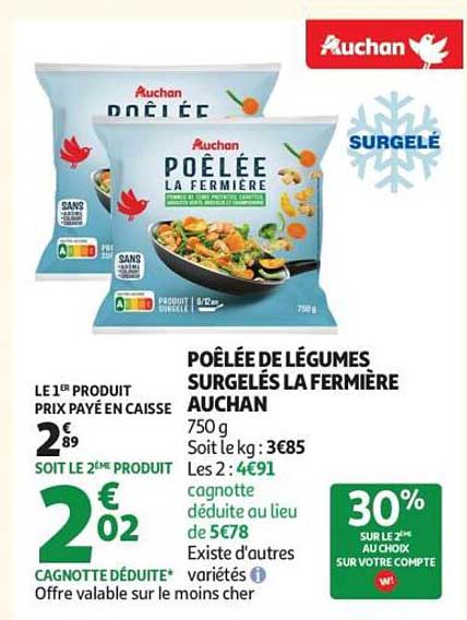 POÊLÉE DE LÉGUMES SURGELÉS LA FERMIÈRE AUCHAN