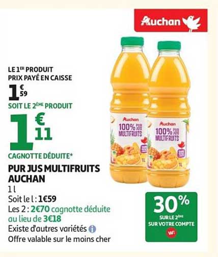 PUR JUS MULTIFRUITS AUCHAN