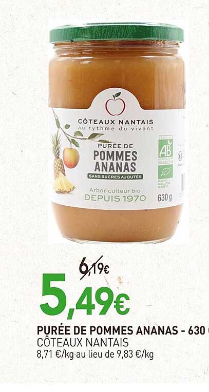 PURÉE DE POMMES ANANAS - 630 G CÔTEAUX NANTAIS