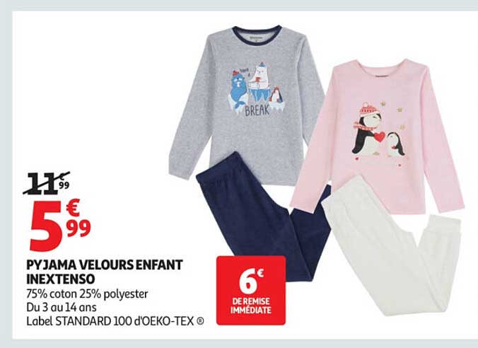 PYJAMA VELOURS ENFANT INEXTENSO