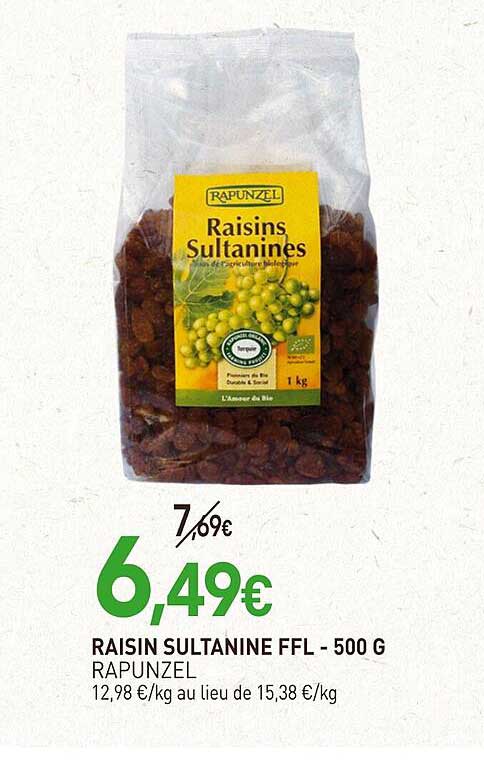 RAISIN SULTANINE FFL - 500 G RAPUNZEL