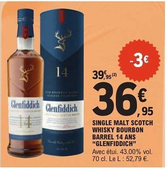 SINGLE MALT SCOTCH WHISKY BOURBON BARREL 14 ANS "GLENFIDDICH"