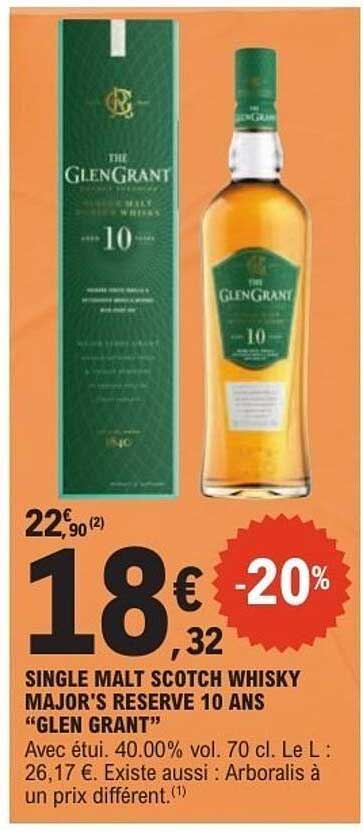 SINGLE MALT SCOTCH WHISKY MAJOR'S RESERVE 10 ANS "GLEN GRANT"