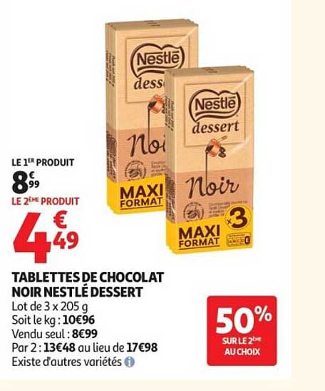 TABLETTES DE CHOCOLAT NOIR NESTLÉ DESSERT