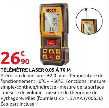 TÉLÉMÈTRE LASER 0.05 À 70 M