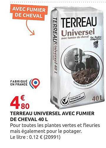 TERREAU UNIVERSSEL AVEC FUMIER DE CHEVAL 40 L