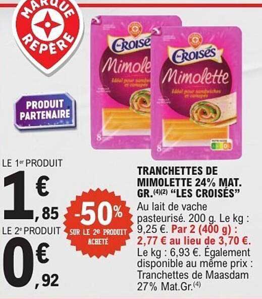 Tranchettes de Mimolette 24% Mat. Gr.(4/2) "Les Croisées"