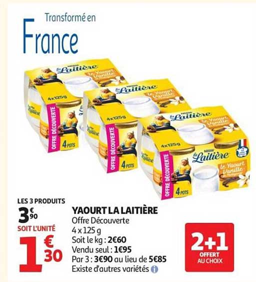 Yaourt La Laitière 4 x 125 g - Offre Découverte