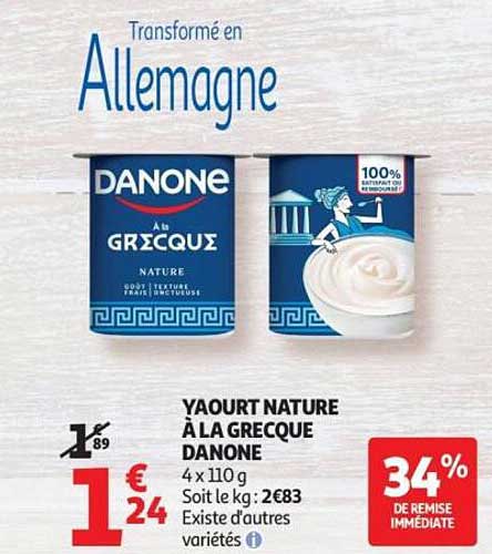 Yaourt nature à la grecque Danone