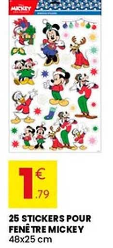 25 STICKERS POUR FENÊTRE MICKEY 48x25 cm
