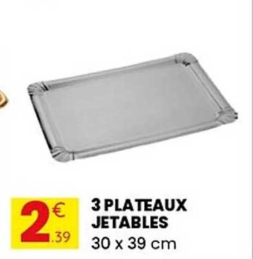 3 PLATEAUX JETABLES 30 x 39 cm