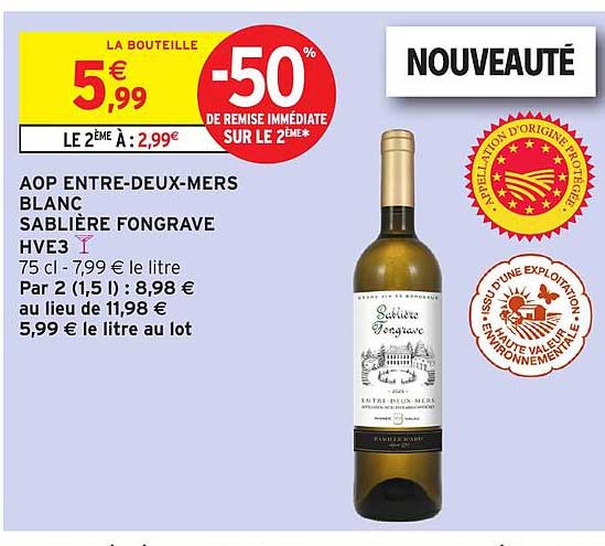AOP ENTRE-DEUX-MERS BLANC SABLIERE FONGRAVE HVE3