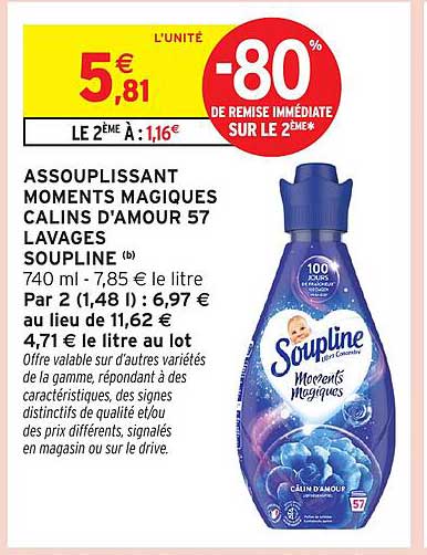 ASSOUPLISSANT MOMENTS MAGIQUES CALINS D'AMOUR 57 LAVAGES SOUPLINE