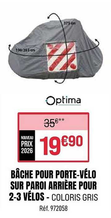 BÂCHE POUR PORTE-VÉLO SUR PAROI ARRIÈRE POUR 2-3 VÉLOS - COLORIS GRIS
