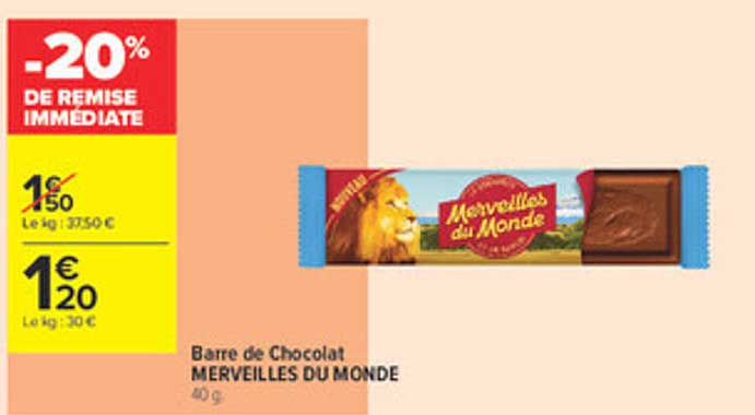 Barre de Chocolat MERVEILLES DU MONDE