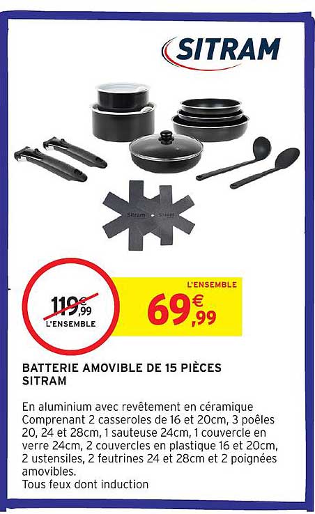 BATTERIE AMOVIBLE DE 15 PIÈCES SITRAM