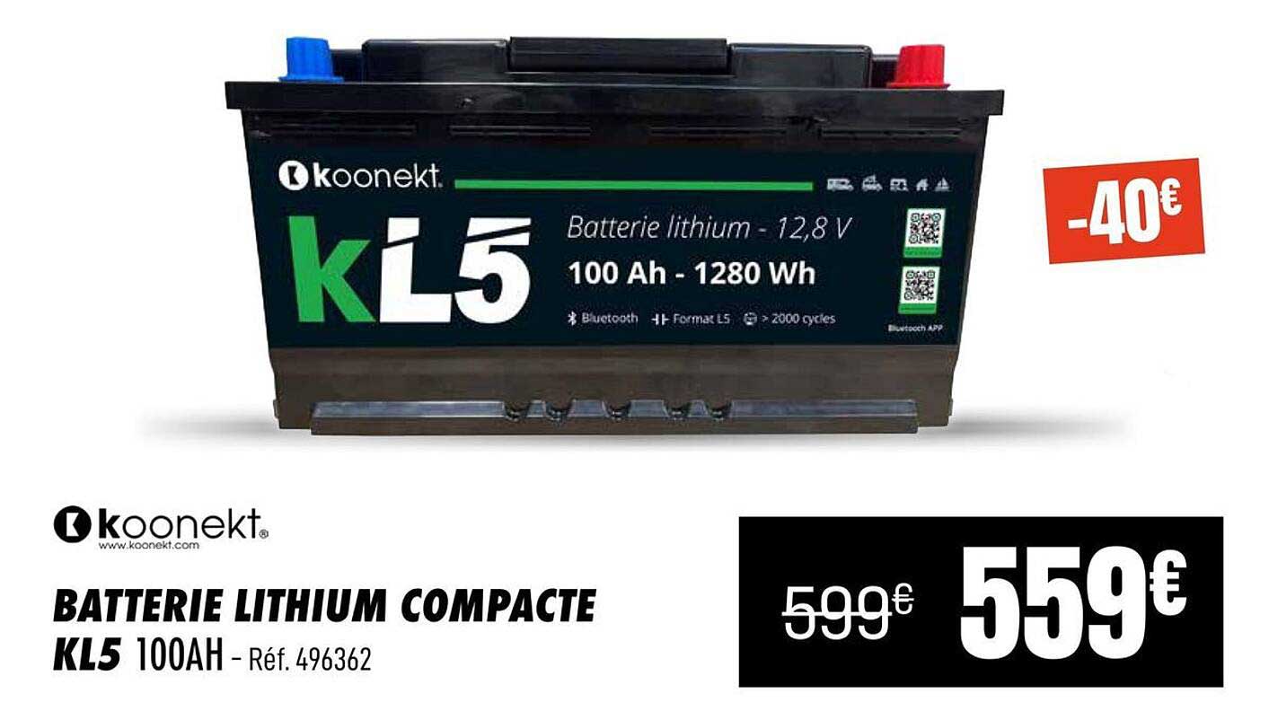BATTERIE LITHIUM COMPACTE KL5 100AH - Réf. 496362