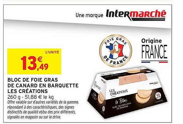 BLOC DE FOIE GRAS DE CANARD EN BARQUETTE LES CRÉATIONS
