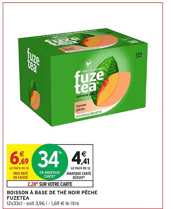 BOISSON À BASE DE THÉ NOIR PÊCHE FUZETEA 12x33cl
