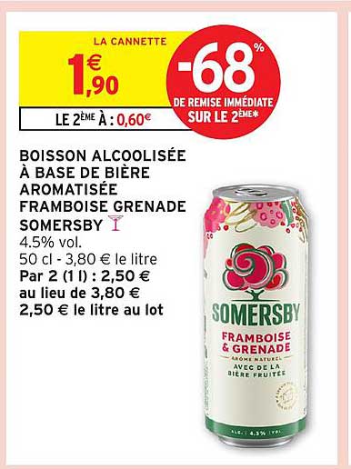 BOISSON ALCOOLISÉE À BASE DE BIÈRE AROMATISÉE FRAMBOISE GRENADA SOMERSBY
