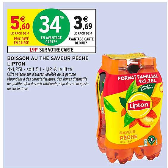 BOISSON AU THÉ SAVEUR PÊCHE LIPTON