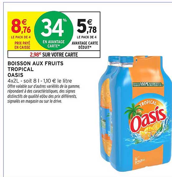 BOISSON AUX FRUITS TROPICAL OASIS