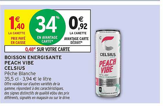 BOISSON ENERGISANTE PEACH VIBE CELSIUS