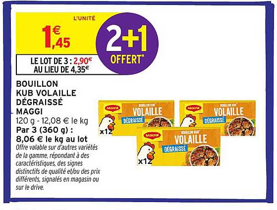 BOUILLON KUB VOLAILLE DÉGRAISSÉ MAGGI