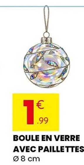 BOULE EN VERRE AVEC PAILLETTES Ø 8 cm