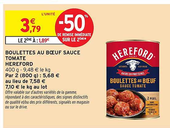 BOULETTES AU BŒUF SAUCE TOMATE HEREFORD