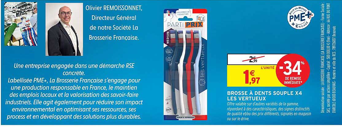 BROSSE À DENTS SOUPLE X4 LES VERTUEUX