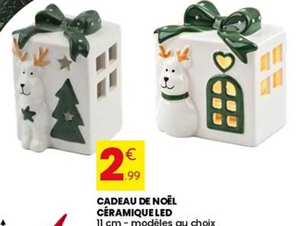CADEAU DE NOËL CÉRAMIQUE LED 11 cm - modèles au choix