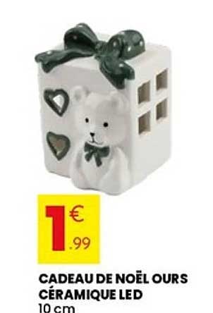 CADEAU DE NOËL OURS CÉRAMIQUE LED 10 cm