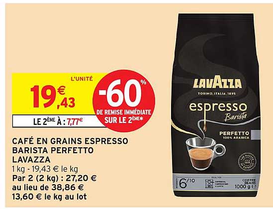 CAFÉ EN GRAINS ESPRESSO BARISTA PERFETTO LAVAZZA