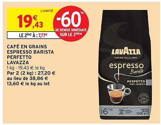 CAFÉ EN GRAINS ESPRESSO BARISTA PERFETTO LAVAZZA