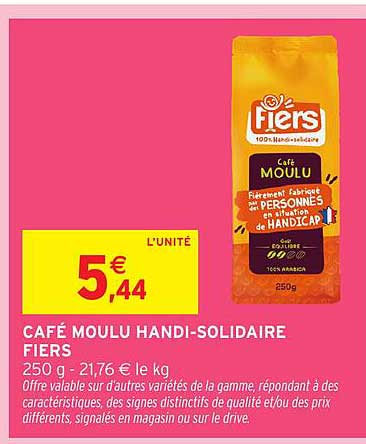 CAFÉ MOULU HANDI-SOLIDAIRE FIERS