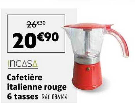 Cafetière italienne rouge 6 tasses