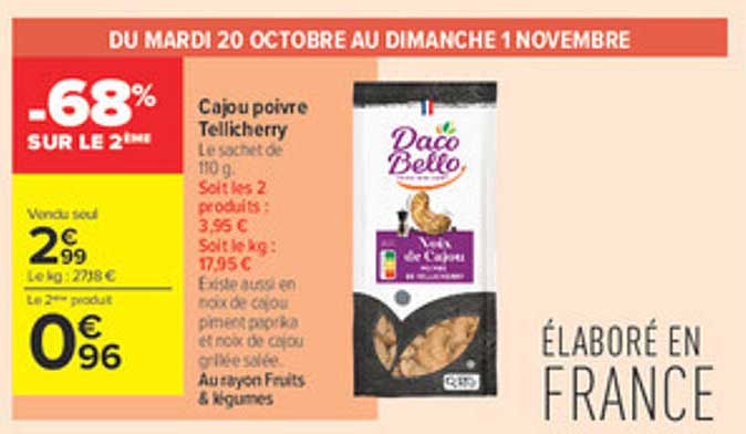 Cajou poivre Tellicherry