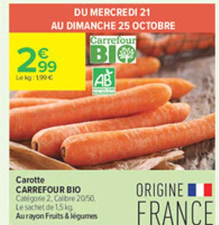 Carotte Carrefour Bio