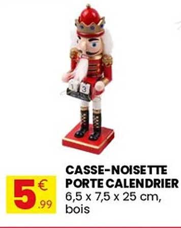 CASSE-NOISETTE PORTE CALENDRIER 6,5 x 7,5 x 25 cm, bois