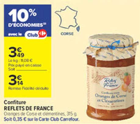 Confiture REFLETS DE FRANCE Oranges de Corse et clémentines, 315 g