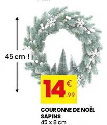 COURONNE DE NOËL SAPINS 45 x 8 cm