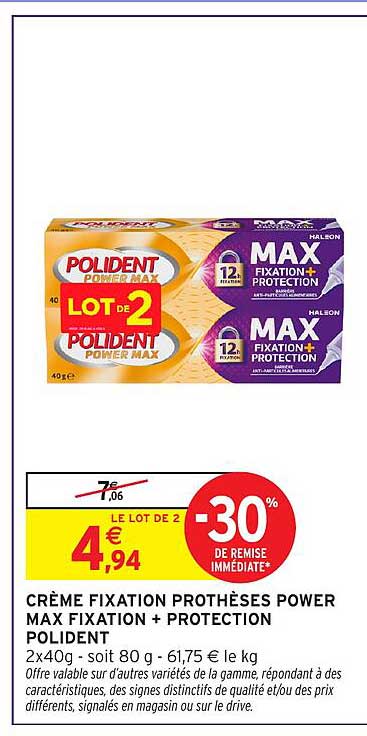 CRÈME FIXATION PROTHÈSES POWER MAX FIXATION + PROTECTION POLIDENT
