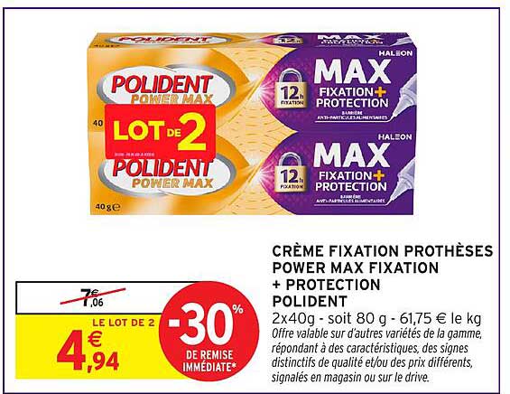 CRÈME FIXATION PROTHÈSES POWER MAX FIXATION + PROTECTION POLIDENT