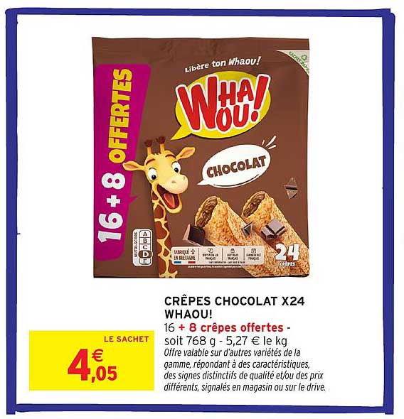 CRÊPES CHOCOLAT X24 WHAOU! 16 + 8 crêpes offertes