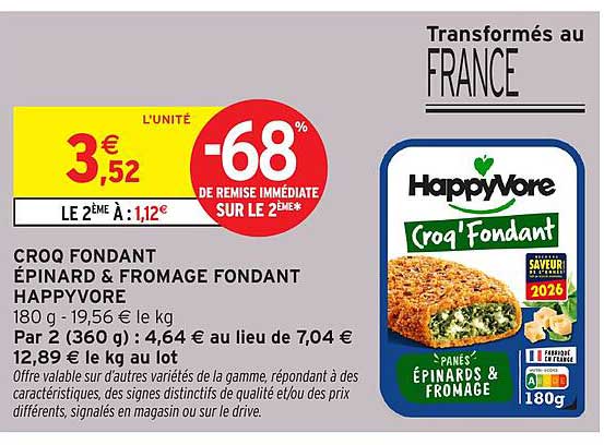 CROQ FONDANT ÉPINARD & FROMAGE FONDANT HAPPYVORE