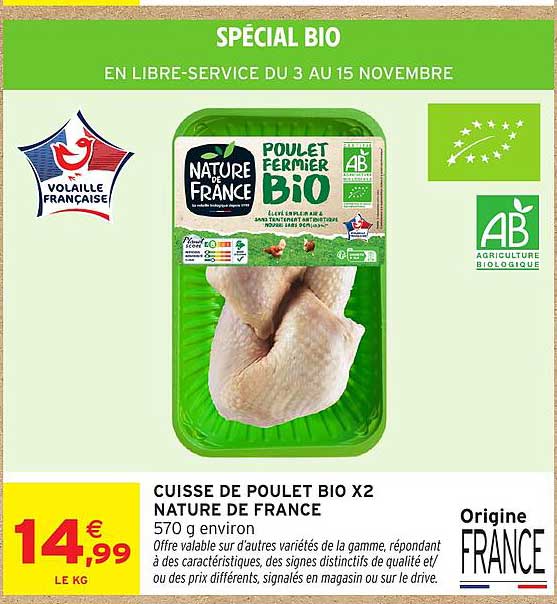 CUISSE DE POULET BIO X2 NATURE DE FRANCE