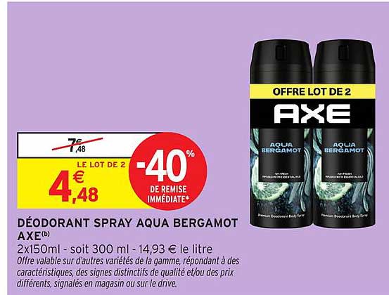 DÉODORANT SPRAY AQUA BERGAMOT AXE