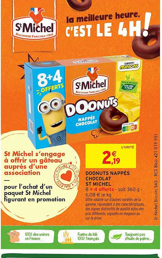 DOONUTS NAPPÉS CHOCOLAT ST MICHEL 8 + 4 offerts