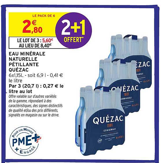 Eau minérale naturelle pétillante Quézac